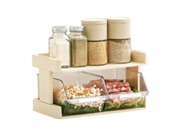 Nova Line prateleira de Armazenamento de Legumes para Cozinha 2 Camadas com Gaveta Transparente Ps