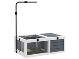 Gaula Recinto de para Tartarugas Pequenas com Suporte de Luminária Ajustável em 2 Espaços 81 X 48 X 31,5 Cm Cinza