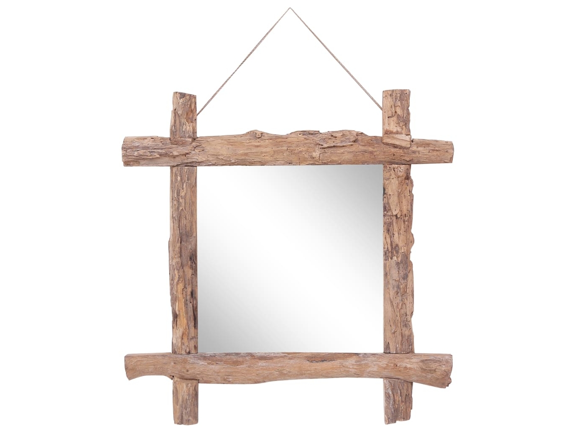 Vidaxl Espelho De Troncos 70x70 Cm Madeira De Teca Reciclada Natural