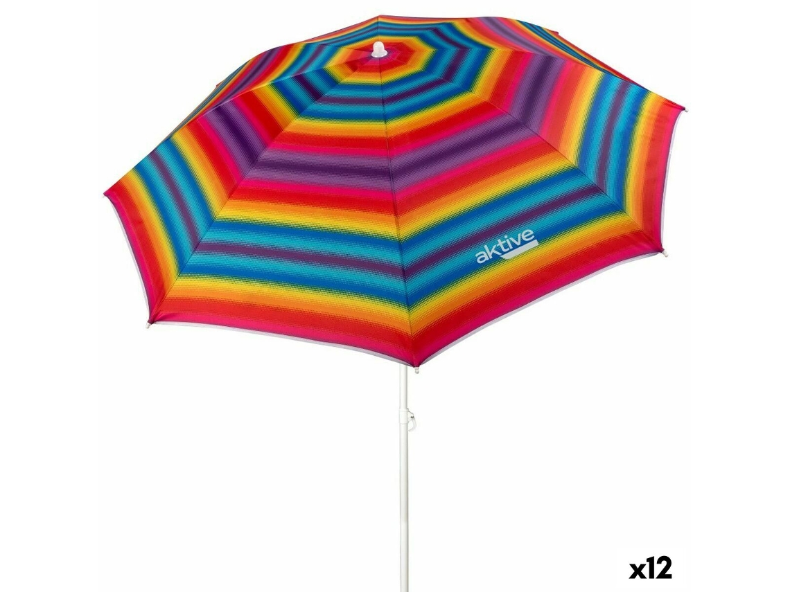 Chapéu de Sol Aktive Multicolor 180 X 185 X 180 Cm Aço Tecido Oxford 12 Unidades