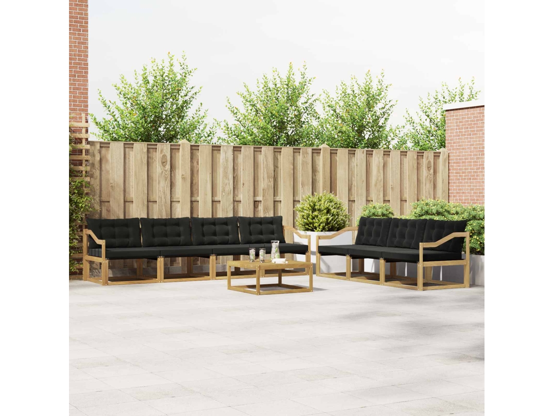 Vidaxl Conjunto De Sofás Para Exterior 8 Pcs Branco E Preto