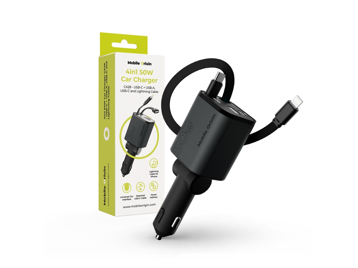 Carregador Veicular MOBILE ORIGIN 4 em 1 para Iphone Lightning