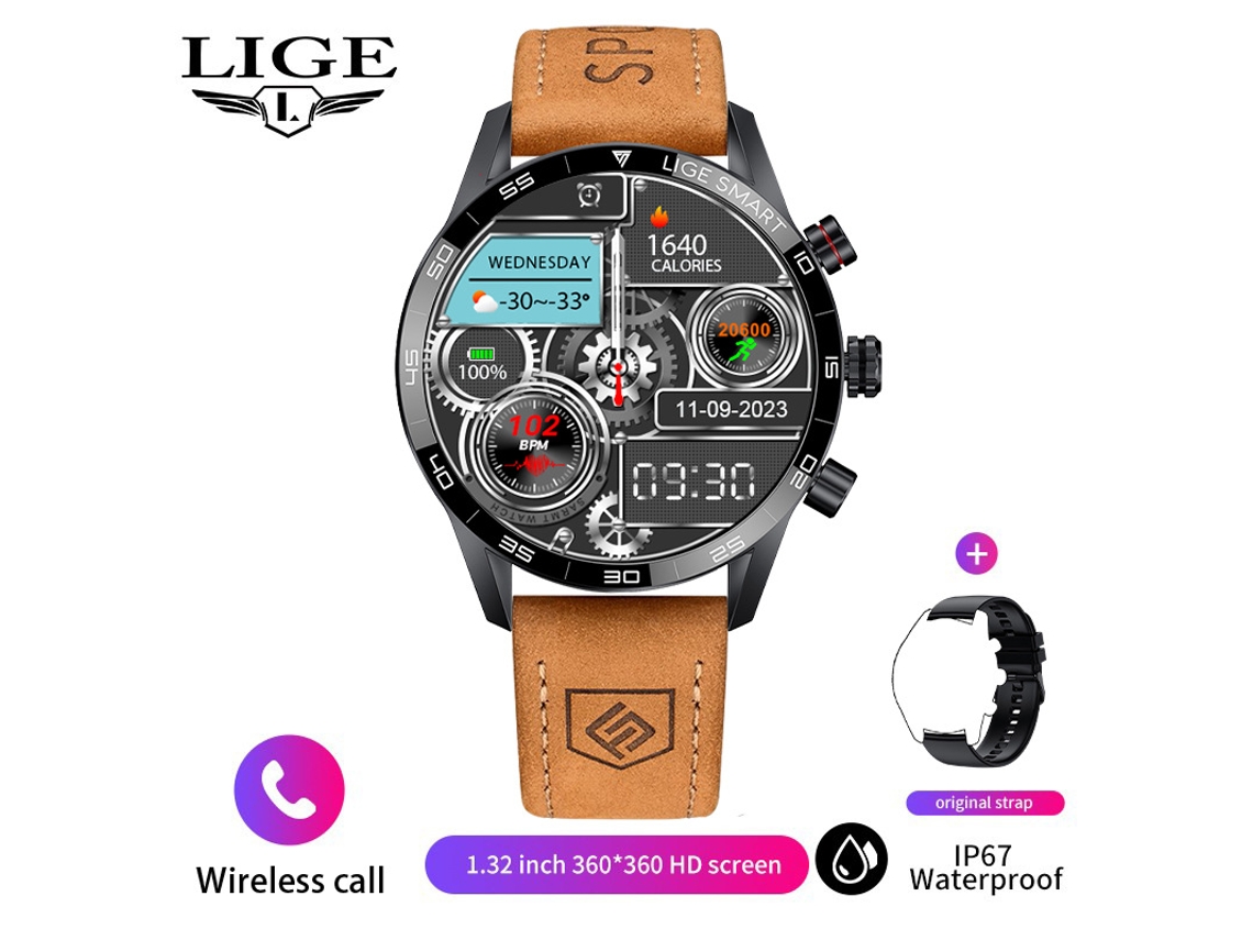 (marrom/preto) Smartwatch Multifuncional Com Chamadas Bluetooth E Resistência À Água Para Esportes.