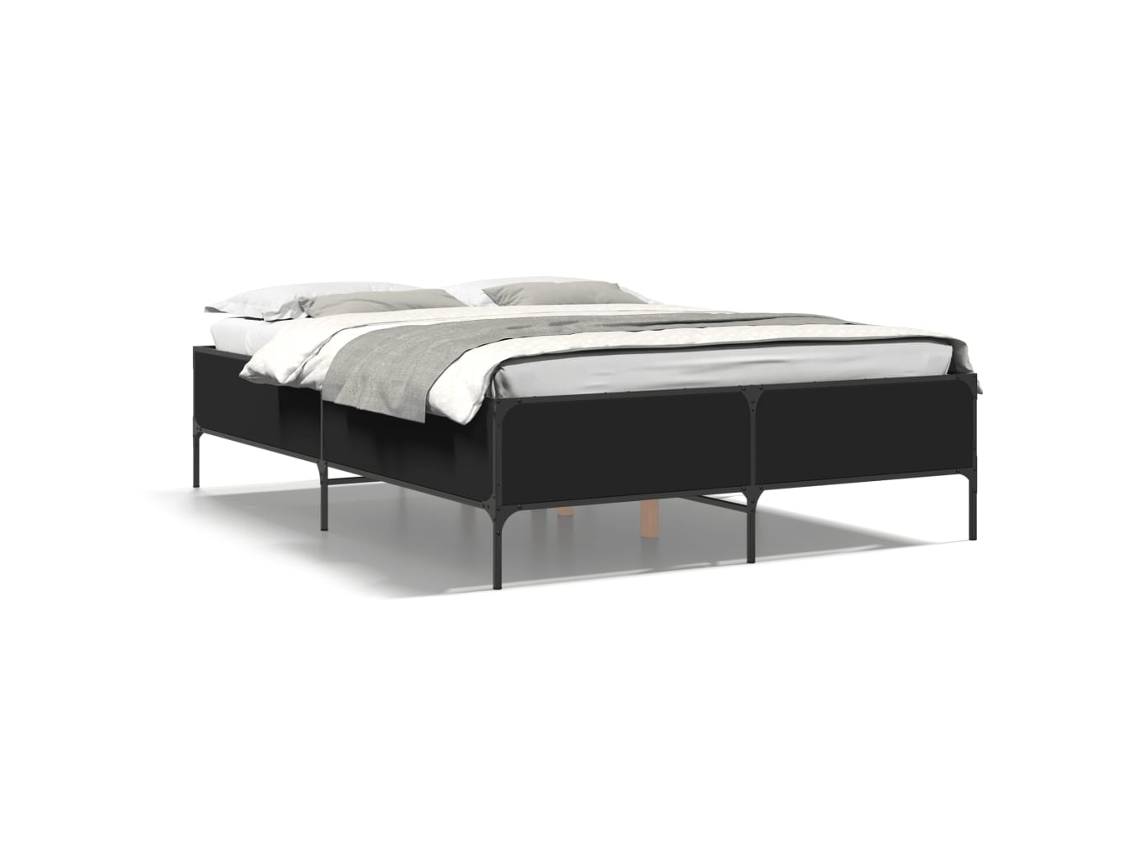 Bed Frame, Bed Frames Vidaxl Preto Madeira Processada (140 X 190 Cm)