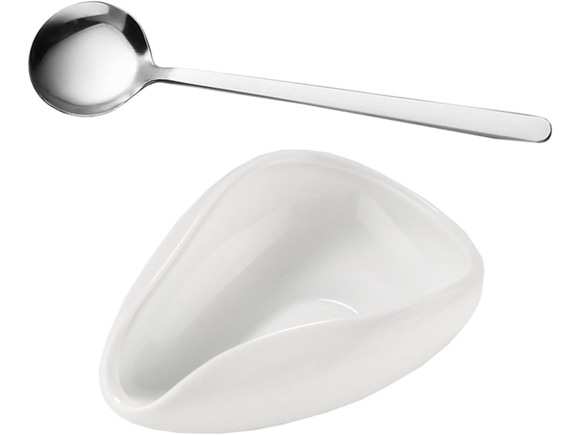 Conjunto De Utensílios Café Com Prato Medidor Cerâmica E Colher Aço Inoxidável, Acessórios Bar De Café, Ideal