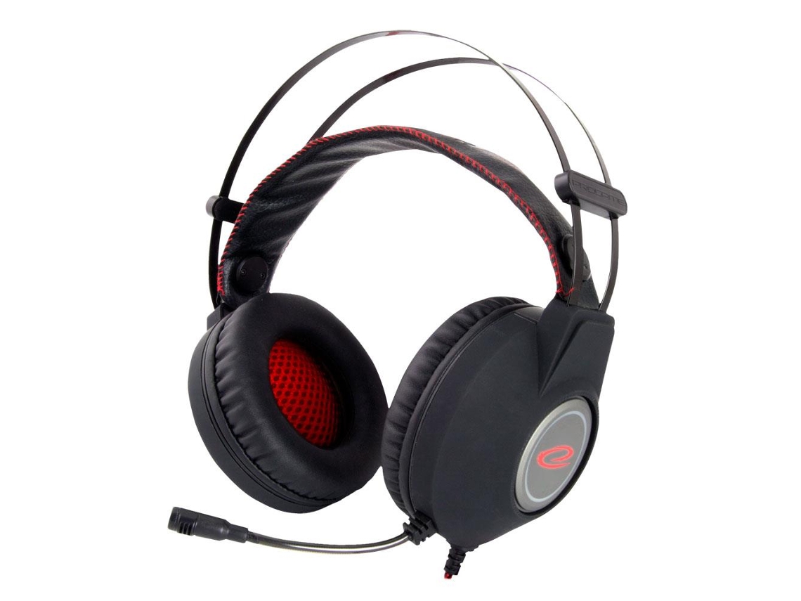 Fones de Ouvido ESPERANZA com microfone, vermelho e preto