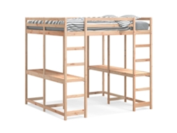 Cama Alta com Secretária e Escada Pinho Maciço MAISON EXCLUSIVE (160x200 cm)