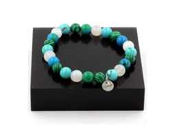 Pulseira De Contas De Pedra Da Lua, Turquesa, Crisocola E Malaquita Nostalgia88 (8 Mm)