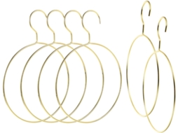 Conjunto 6 Cabides Redondos Ferro Dourado Resistentes Elegantes Ideais Pendurar Lenços Cintos Perfeitos GOKOCO