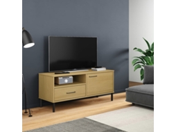Vidaxl Móvel De Tv C/ Pernas De Metal Pinho Maciço Oslo Castanho