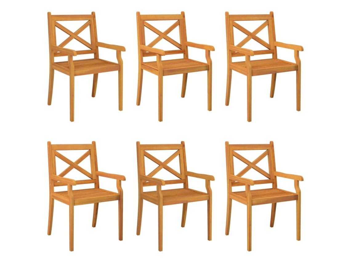 Conjunto de 6 Cadeiras Jantar para Jardim Madeira de Acácia Maciça MAISON EXCLUSIVE