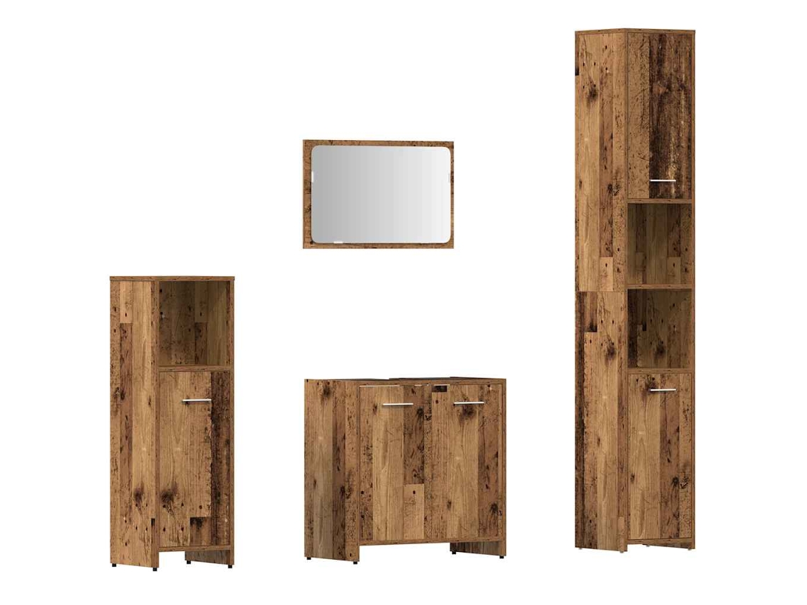 4 Pcs Conj. Móveis Casa Banho Madeira Velha MAISON EXCLUSIVE