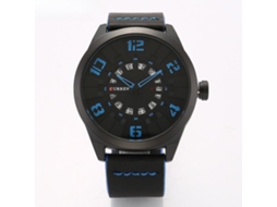 Relógio de Pulso de Movimento de Quartzo Masculino Desporto Impermeável Lazer Elegante Concha Preta e Personagens Azuis VEANXIN