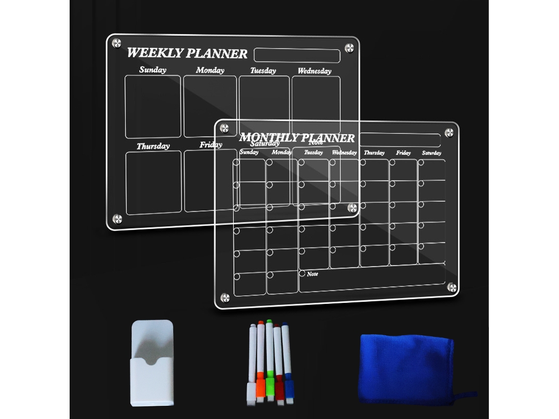 KOFIHETY Calendário Mensal Para Geladeira Com Plano Semanal Transparente Magnético Em Acrílico Para Agenda De Tarefas E Cardápio