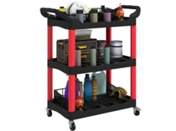Carrinho De, Suporta 91 Kg 3 Níveis Com Alça Lateral Para Garagem, Depósito E Ferramentas De Bricolagem. Capacidade De Carga De 91 Kg. Preto. Ehstmind