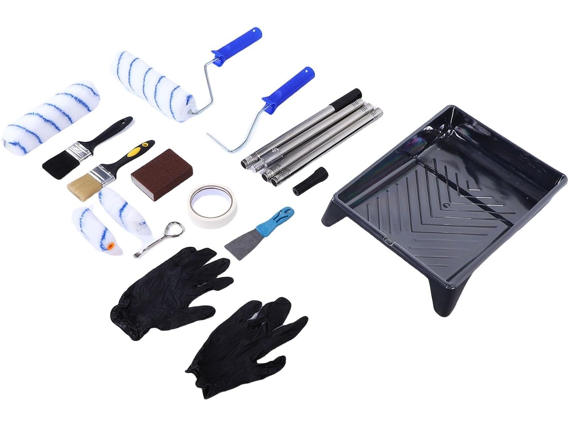 Kit De Rolo De Pintura Com Cabo Extensor Para Paredes E Tetos Altos.