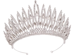 Coroa De Noiva Barroca Prateada, Tiara De Casamento Leve Em Material Durável, Acessório.