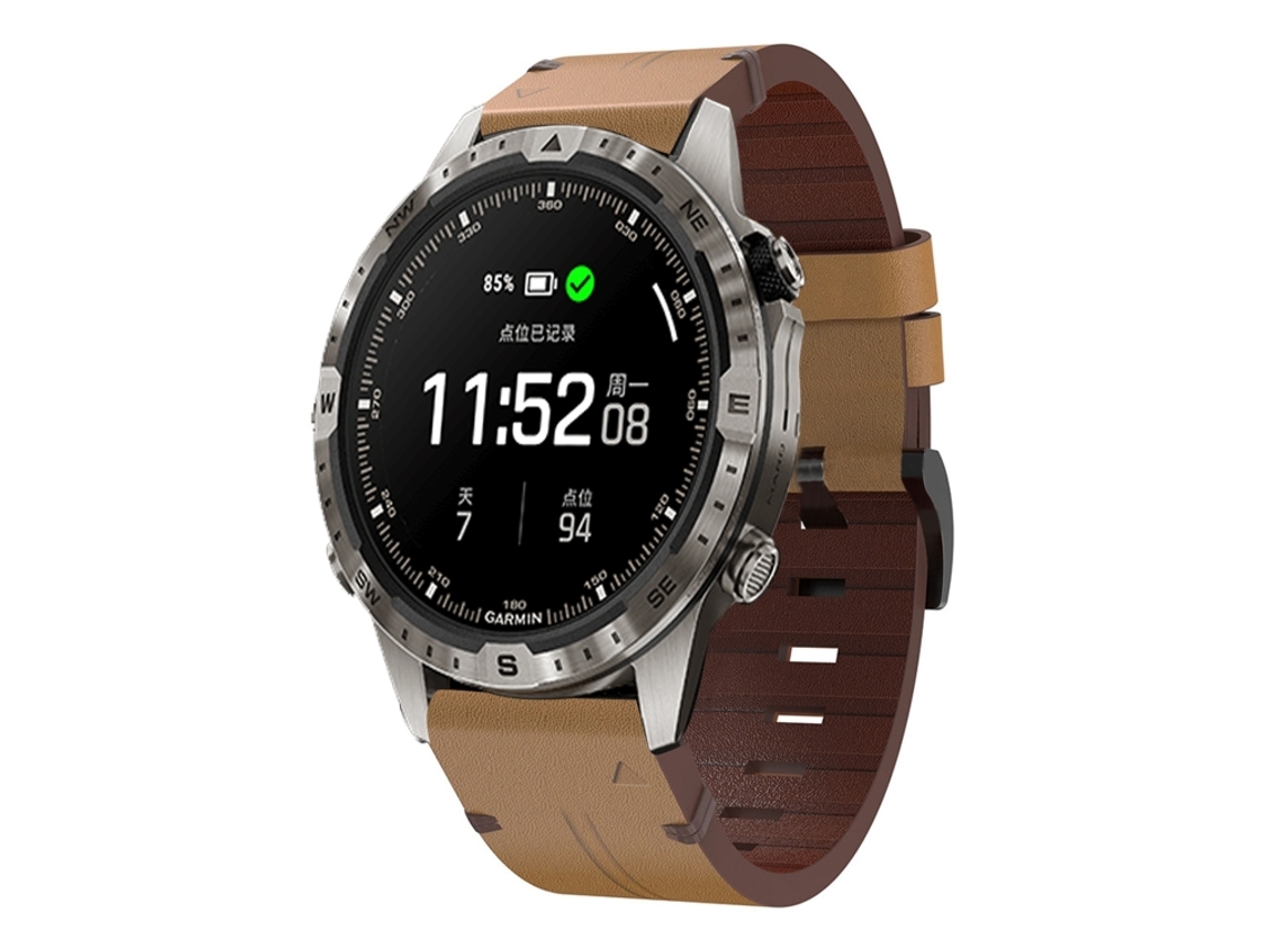 Bracelete para Garmin Marq Adventurer Gen 2 XIAOMOYU em Couro com Fivela de Aço Marrom Claro