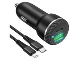 Carregador Carro Usb-c Porta Yizhood Preto