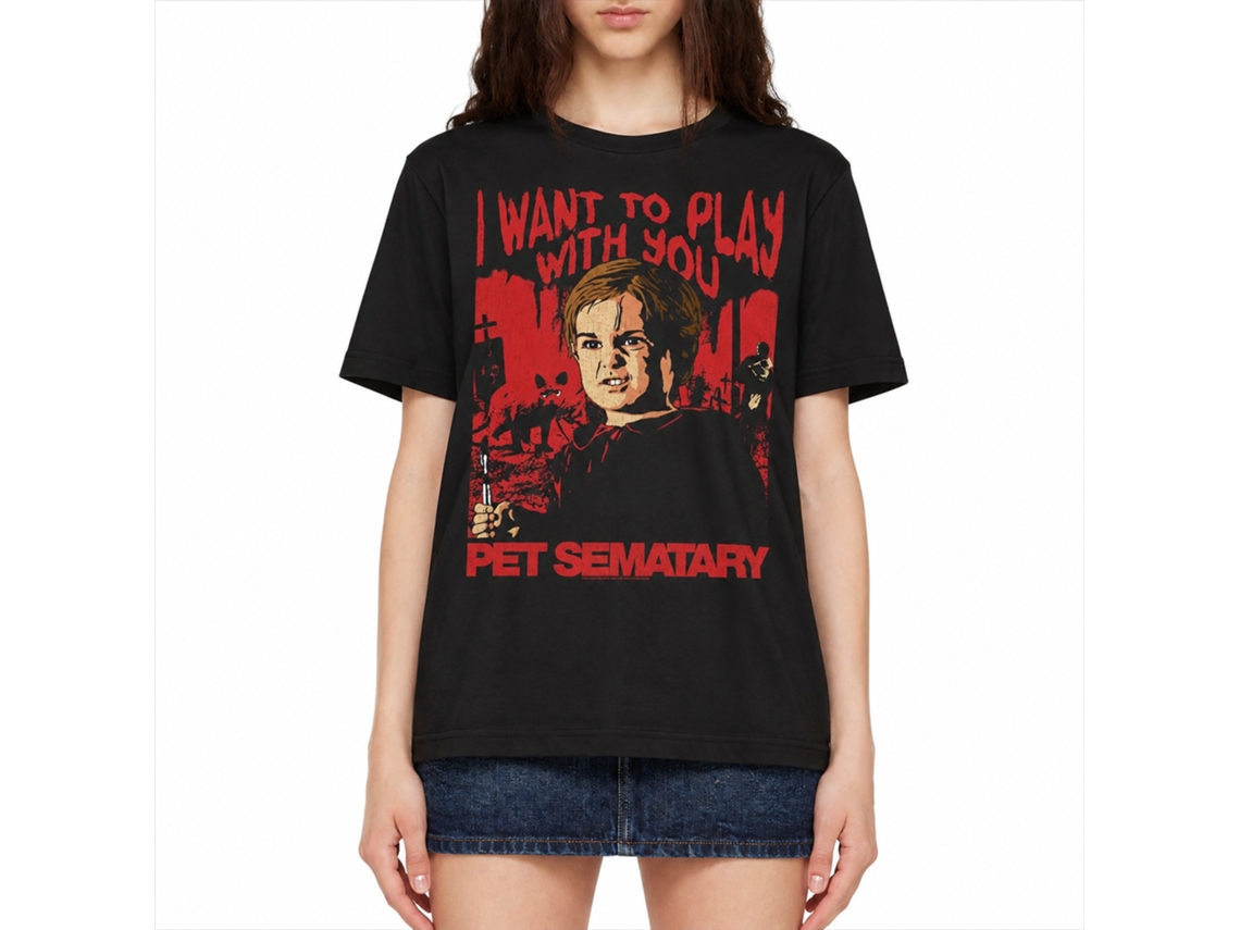 Rockinstone Pet Sematary Movie I Want To Play Black Adult T-shirt Size:xxxl