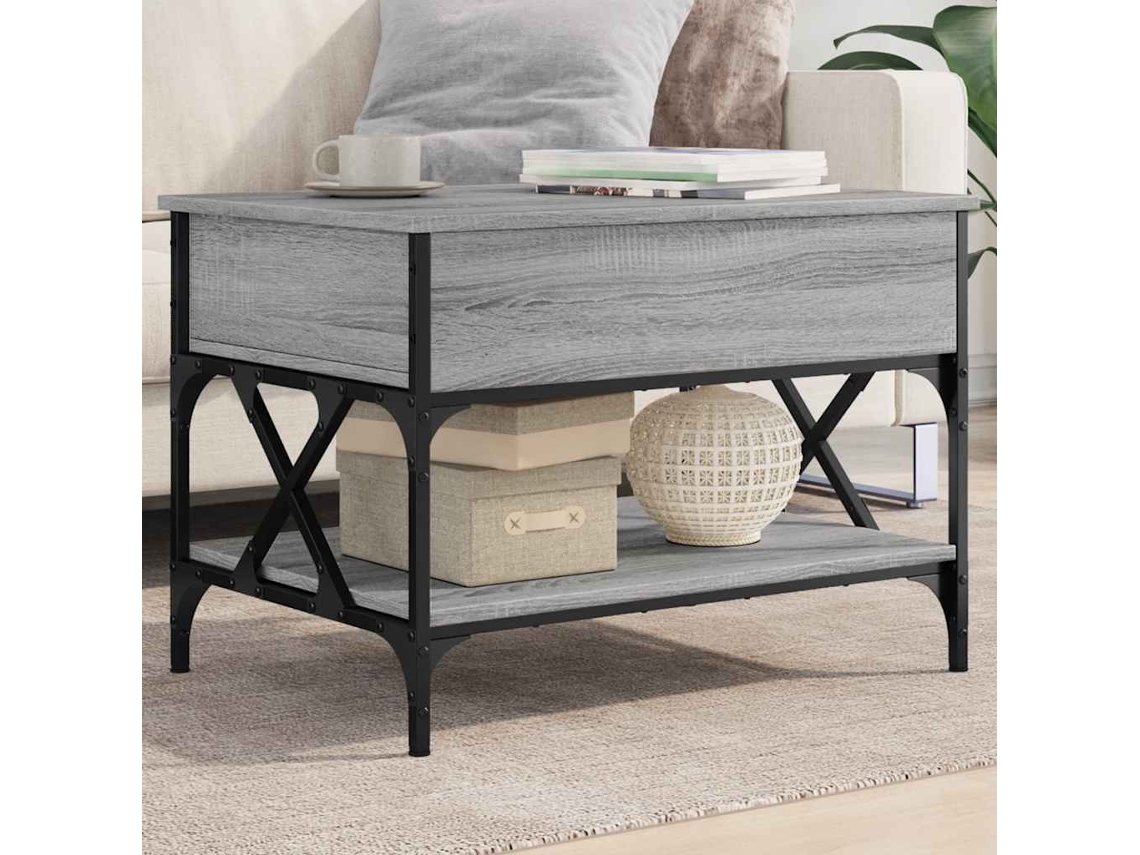 Vidaxl Mesa De Centro 70x50x50 Cm Deriv. Madeira/metal Cinzento Sonoma