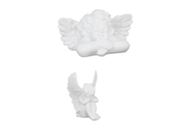 Relaxdays Anjos Para Túmulo 2 Unidades, Figura Graciosa, Resistente Ao Tempo E À Geada, Pedra Artificial, Branco