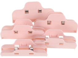 Conjunto de 5 Alfinetes de Saco Secfou Rosa Lanches, Design Japonês, Selantes Herméticos para Alimentos, Feitos De