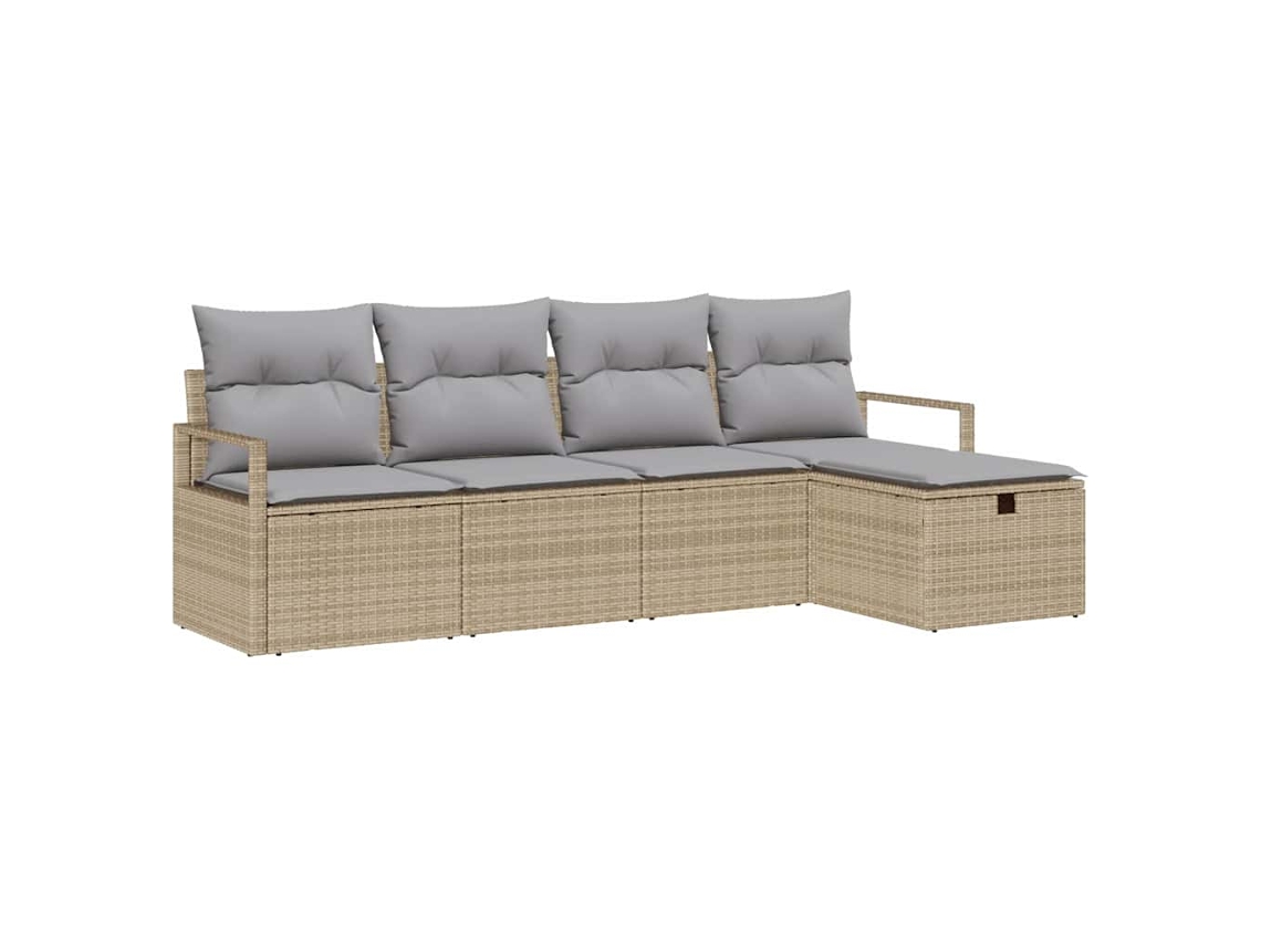 Maison Exclusive - Conjunto De Sofás Com Almofada 5 Pcs Bege E Cinza Claro Vime Pe
