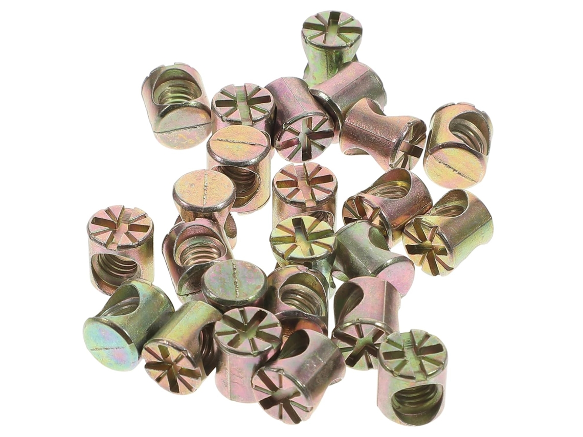 Kit De 20-porcas Barril Liga Zinco Nolitoy Para Móveis, Porcas Fendas Com Pino Transversal, Reposição Durável Para
