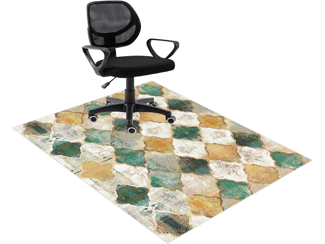Tapete Escritório Cadeira Protetor Piso Antiderrapante 70 X 120 Cm Madeira Parquet Laminado Azulejo Az...