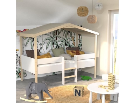 Sommier Piloti Natural LEQUAIDESAFFAIRES Madeira Branco (Cama90x190Dimensõestotais90x190x166cm)