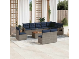 Vidaxl Conjunto De Sofá De Jardim Com 11 Peças E Almofadas Em Rattan Sintético Cinza