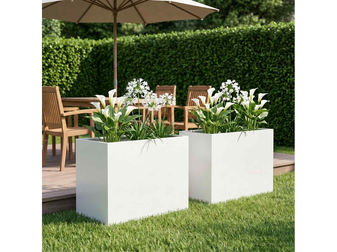 Vidaxl Vaso De Jardim 2 Unid. Branco 60 X 40 X 50 Cm