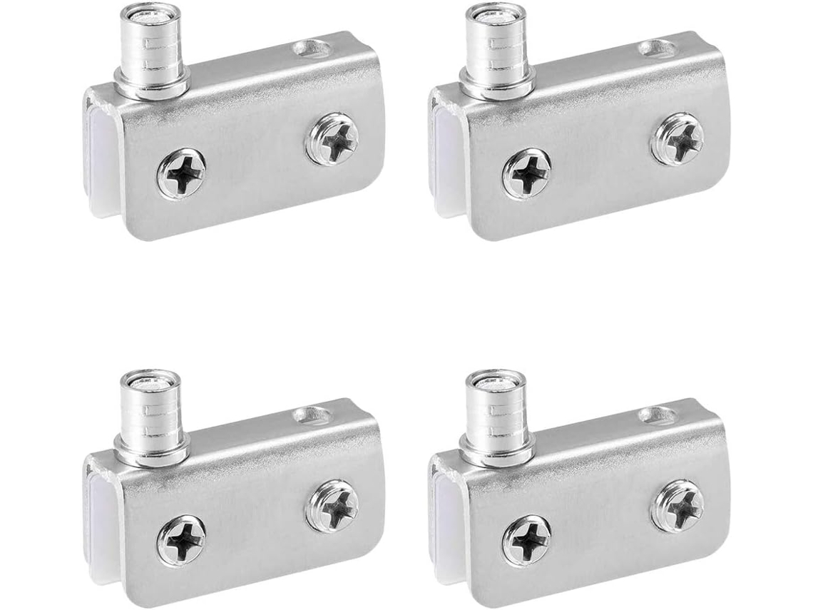 4-piece Glass Door Pivot Hinges, Stainless Steel Clip Hinges, Suitable For Glass Cabinet Doors With A Thickness Of 5-8mm.