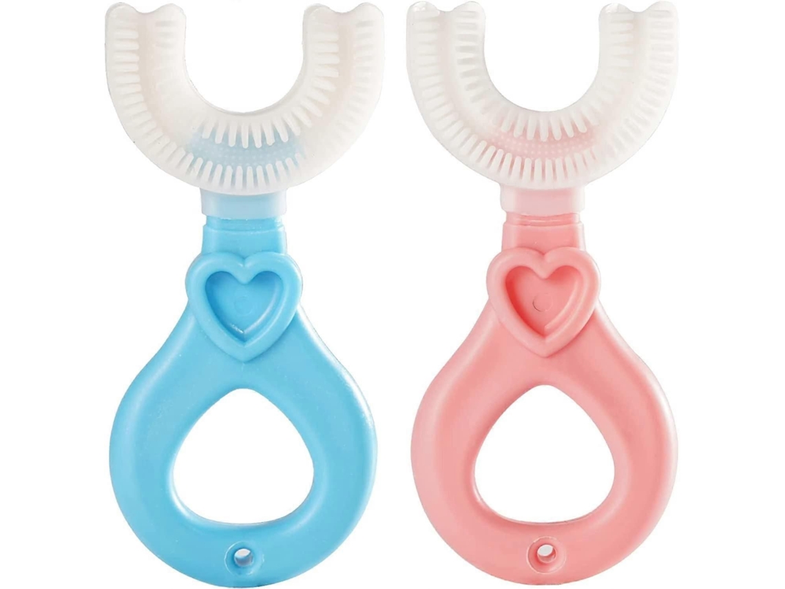Escova De Dentes Infantil Em Formato De U, Com Cerdas Macias De Silicone, Para Limpeza Bucal 360°.
