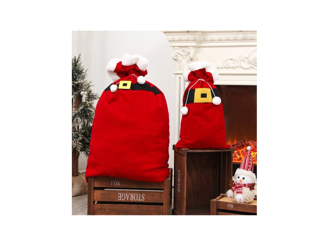 Sacola De Doces De Natal Com Tuch Flocado, 2 Unidades 2 Tamanhos , Sacola De Presentes, Decoração Igvtrade (28x48cm/50x76cm)