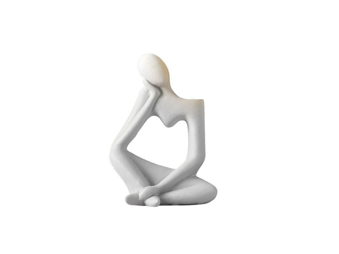 Vaso escultura abstrata estilo pensador cerâmica branca decor moderna 5.5x3.3x7.9 polegadas S/MARCA