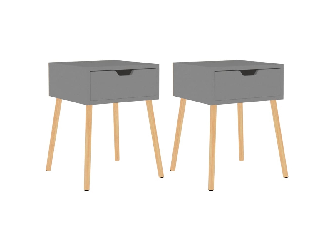 Bedside Cabinet, Bedside Cabinets Vidaxl Cinzeto Madeira Processada (n/a)