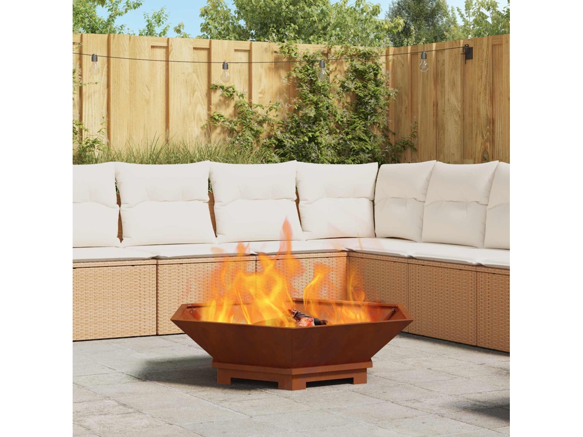 Vidaxl Fire Pit Ferro Enferrujado Aço Resistente Às Intempéries