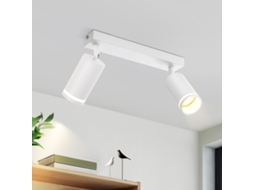 Led 2 Chama Para Montagem No Teto Branco Projetor Giratório Gu10 Para Montagem No Teto Candeeiro De Parede Em Madeira Sem Lâmpada Nettlife