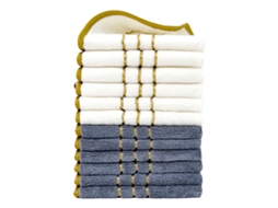 Conjunto de 12 Peças Toalhas de Mão em Fleece Coral, Macias e Absorventes,branco e Cinza,34x34cm GERTIZ