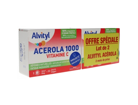 ALVITYL Acerola 1000 Vitamina C Embalagem de 2 x 30 comprimidos mastigáveis