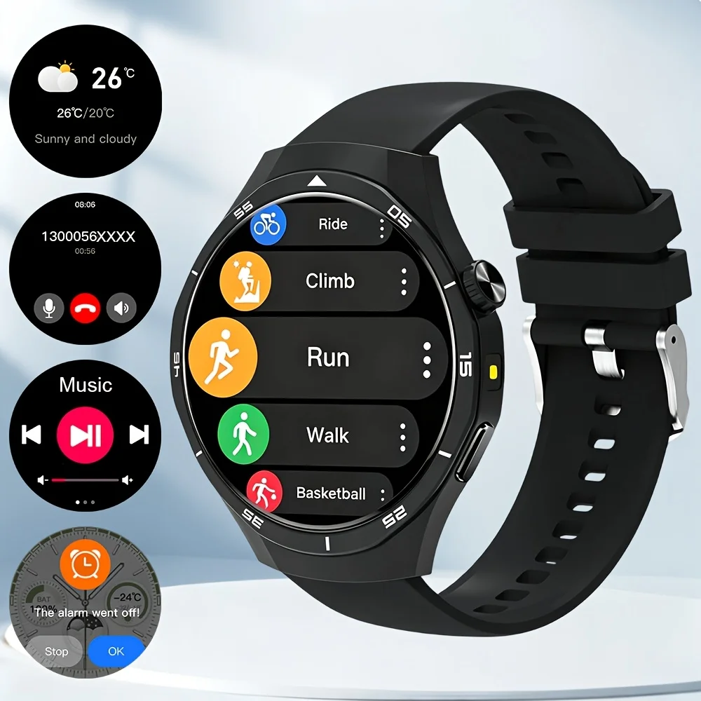 (preto) Smartwatch Com Tela Sensível Ao Toque Hd De 1,5 Polegadas E Múltiplos Modos Esportivos.