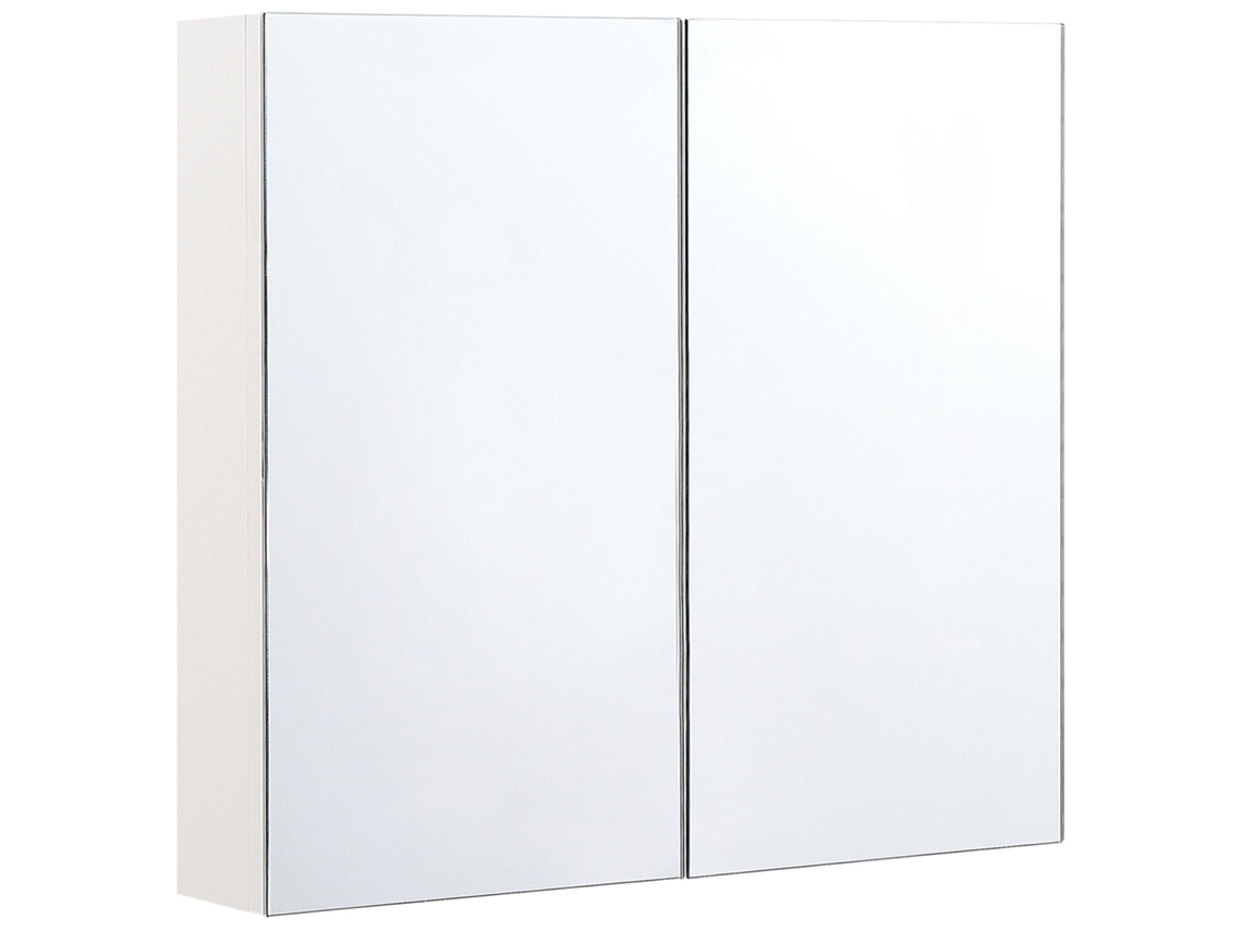 Armário de casa de banho BELIANI Navarra de Contraplacado de madeira Branco 80x14x70