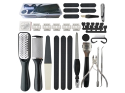 Kit Profissional De Manicure, Removedor De Calos E Cutículas, Esfoliante Para Os Pés, 23 Peças, Preto