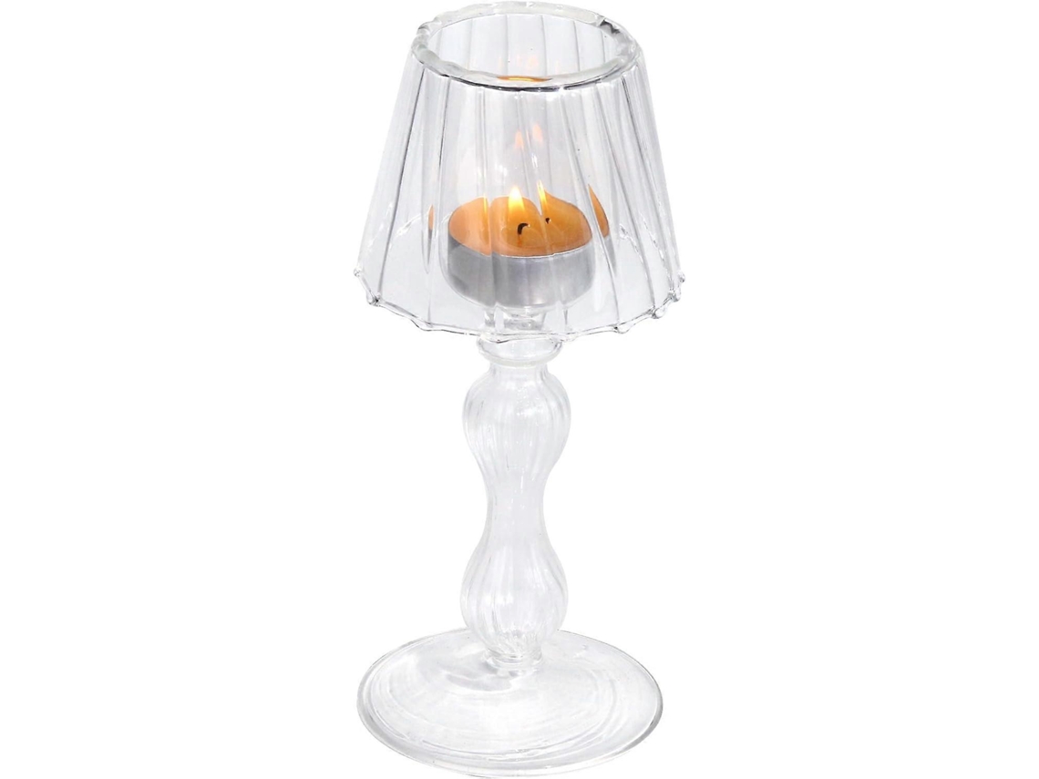 Omni porta Velas de Cristal Transparente Portavelas para Velas Tealight de Vidrio Con Diseño de Lámpara Decorativa para Mesa, Bodas Y Cena