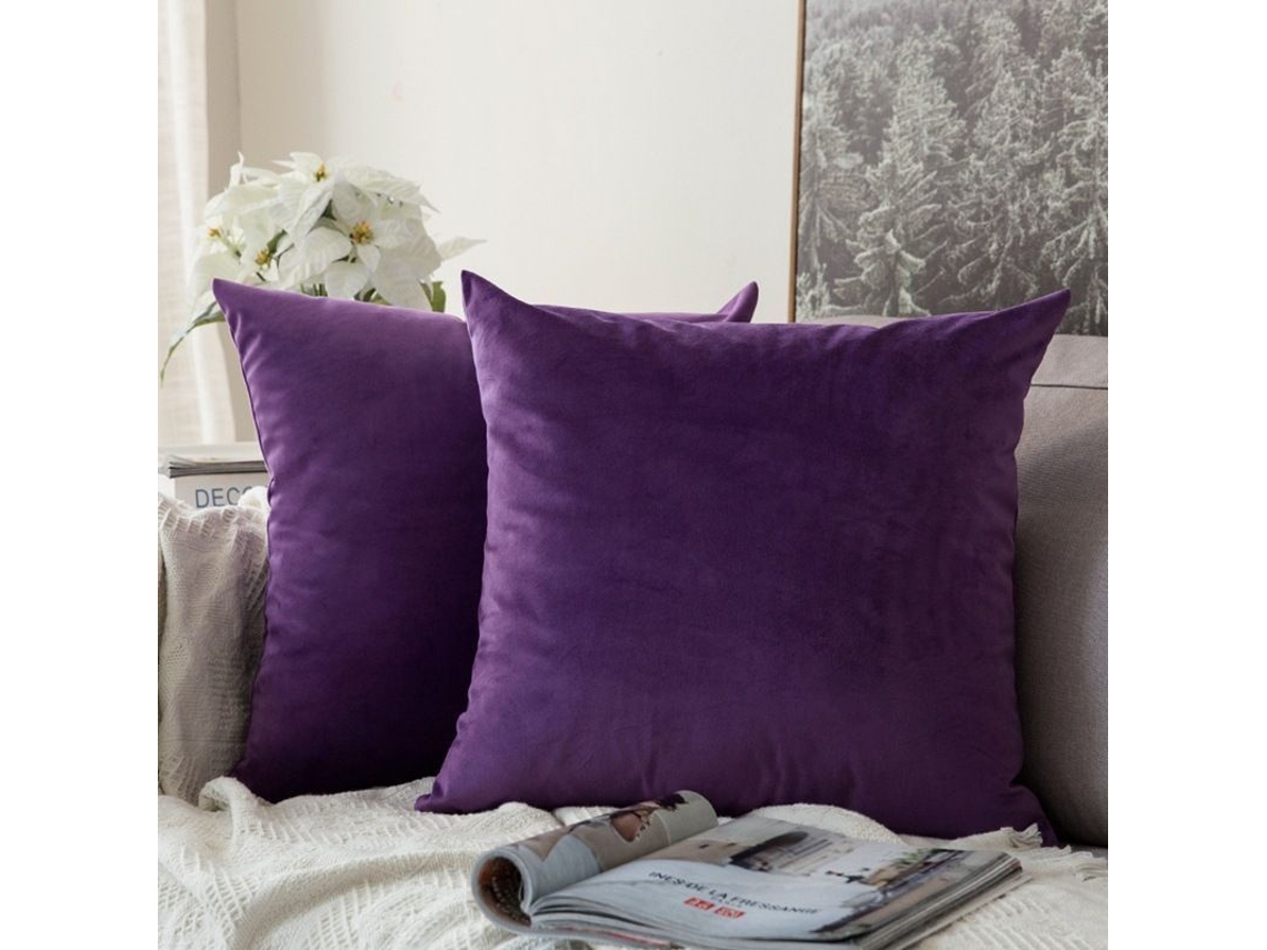 2026-2 Capas De Almofada Quadradas De Terciopelo Suave 45x45 Cm Roxo Escuro Sem Preenchimento Para Sofá, Carro, Quarto