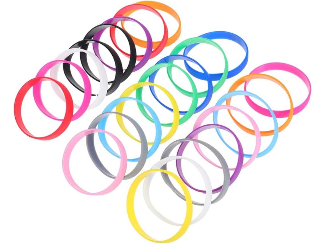 Conjunto de 48 pulseiras de silicone para festas, leves e unissex, acessórios vibrantes para aniversários escolares.