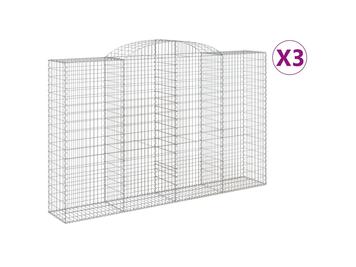 Gabion Basket, Gabion Baskets Vidaxl Prateado Ferro (300 X 50 X 180/200 Cm)