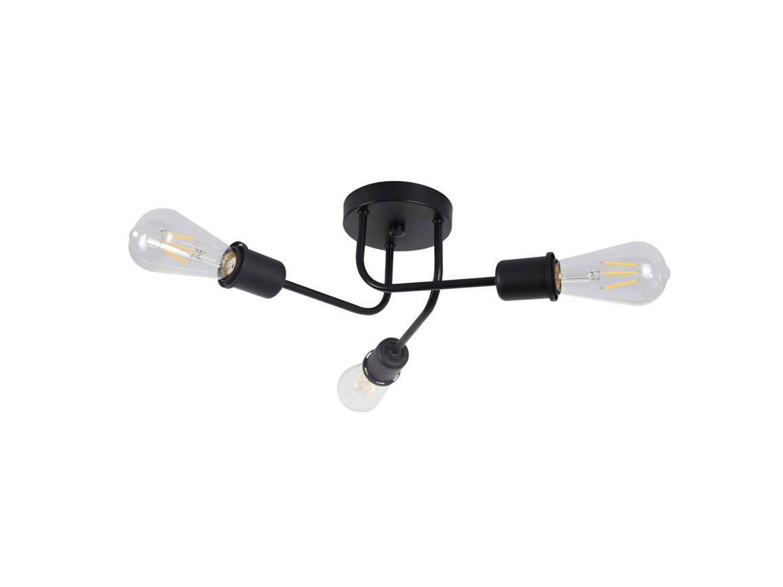 Nettlife Luz De Teto 3 Pontos Pretos Máx. 25 W E27 Vintage Para Sala Estar Quarto Sala Jantar Estilo Rústico Industrial Sem Lâmpada